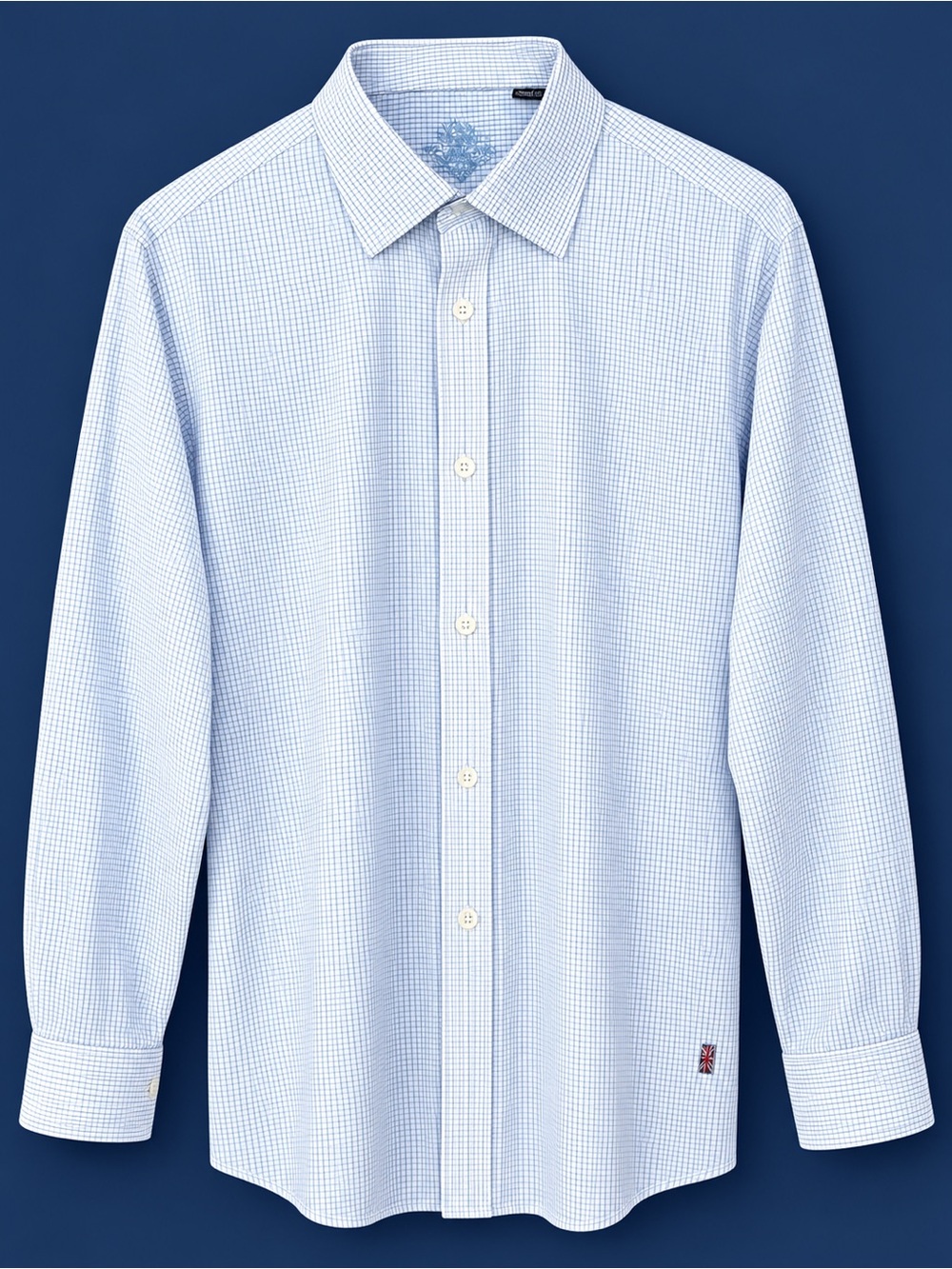 English Laundry Light Blue Micro-Check Dress Shirt
